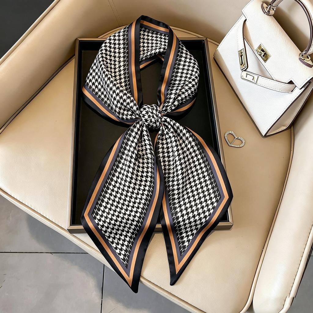 Art French Polka Dot Long Silk Scarf Femininity Versatile High Sense Spring and Autumn New with Shirt Scarf Belt
