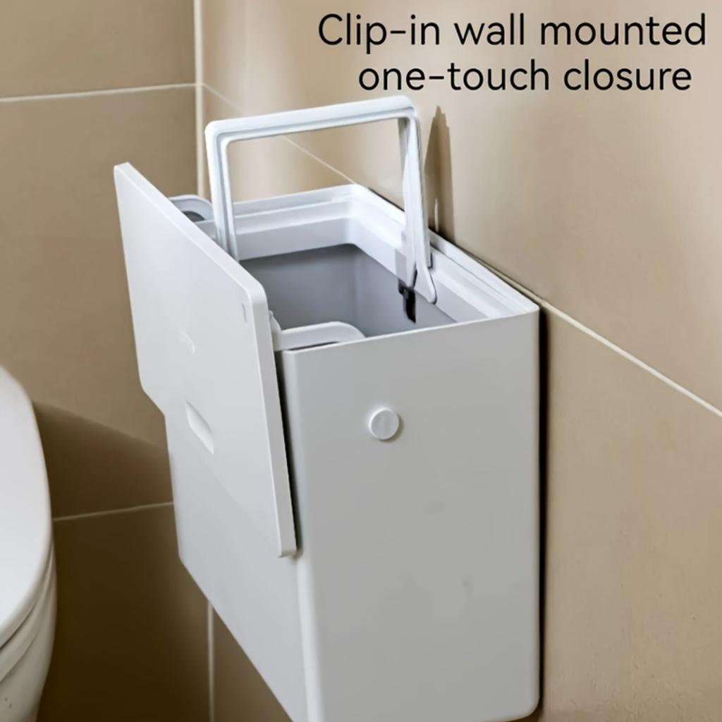 1.59gal Wall Mounted Narrow Toilet Trash Can Kitchen Bathroom Accessories