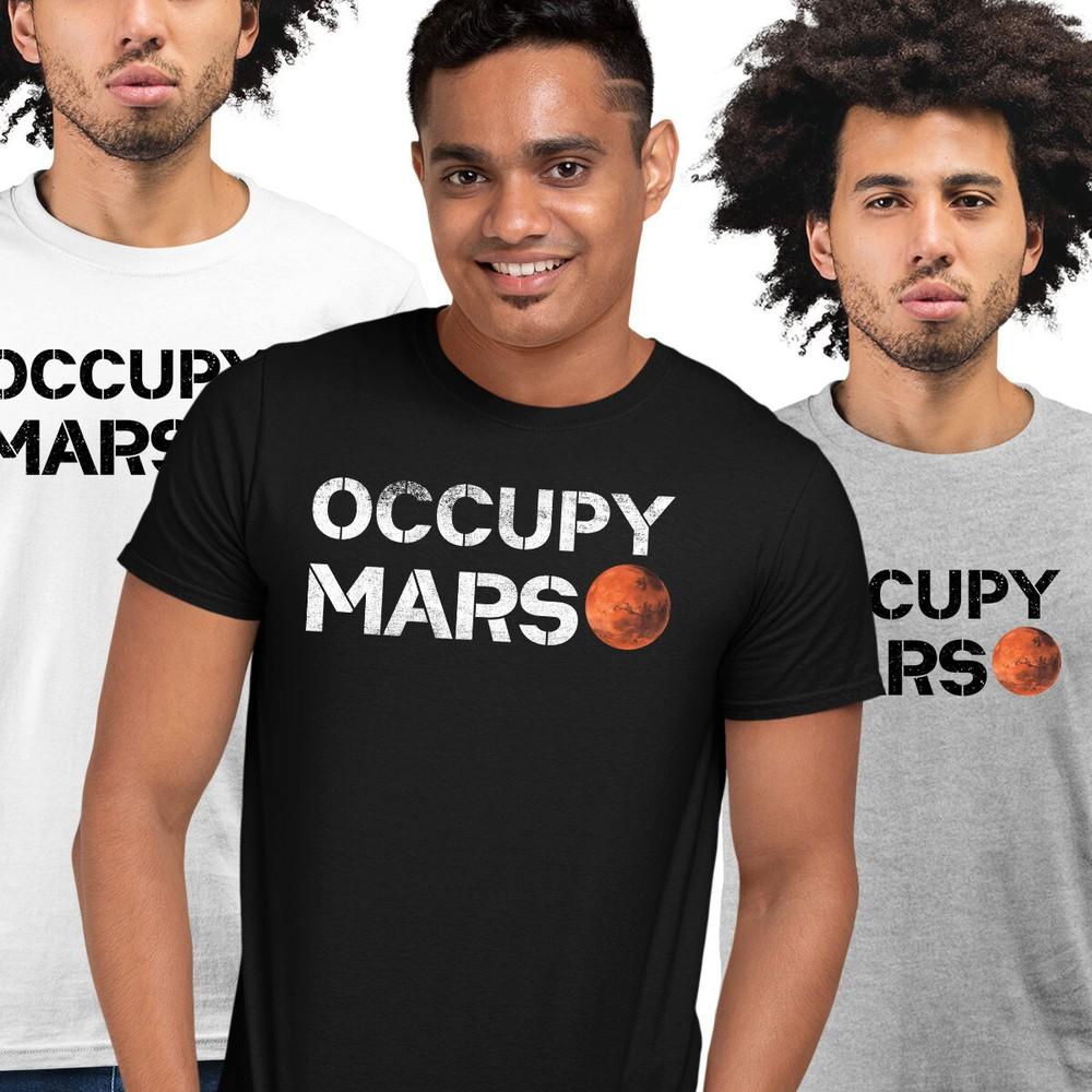Occupy Mars Slogan Landing 2021 Nasa Perseverance Red Planet Unisex T-shirt