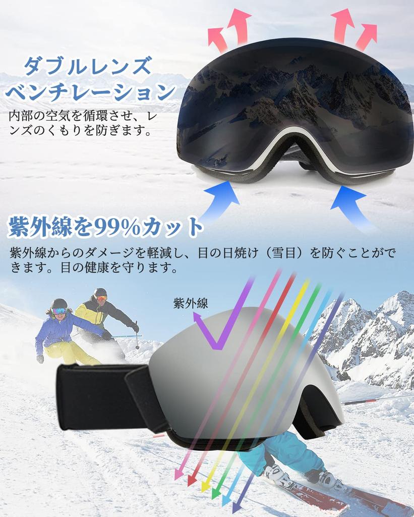 REVO Ski and Snow UV Snowboard Goggles with Mirrored Glasses Wide Field of Sports Goggles for Men and Adjustable Strap Frameless GO!GRM Over-the-Glove