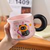 Girly Heart Kitten Mug Cute Milk Fufu Cartoon Household Water Cup with Cover for Birthday Gifts for Sisters and Friends