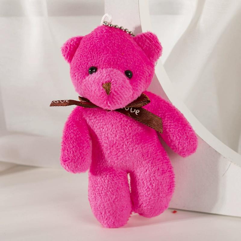 6/1s Mini Bear Plush Keychain Colorful Bear Stuffed Toy School Bag Pendant Teddy Doll Graduation Party Supplies Wedding Gift