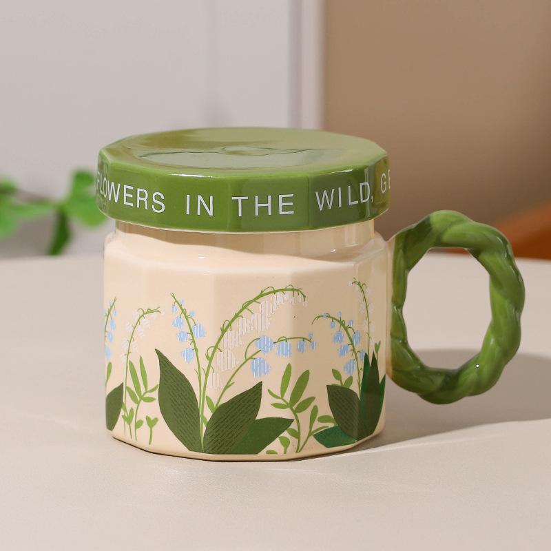 

Керамічна чашка з кришкою, кружка, висока цінність, чашка для води, офісна чашка, сувенірна кавова чашка, жіноча чашка для сніданку, чоловіча 301-400ml