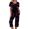 2 Piece Sets For Women Short Sleeve Top And Pants With Pockets Workout Soft  Print Sets