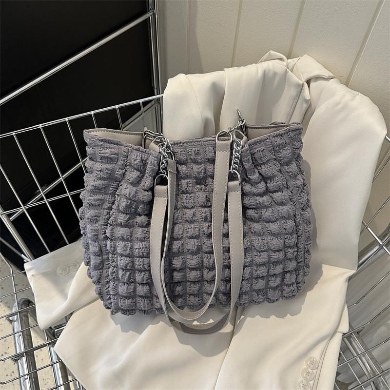 Lattice Wrinkled Vintage Crossbody Bag With Seams For Casual Outings