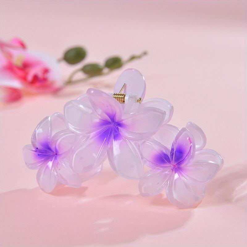 1Pcs Frangipani Flower Shaped Hair Clip Colorful Shark Clip Hairpin Headwear Vintage Headdress Hair Accessories For Women
