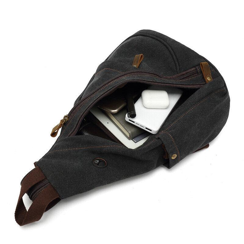 New Chest Bag  Men Simple Canvas Fashion One Shoulder Crossbody Bag Travel Hiking Camping Sling Bag for Male