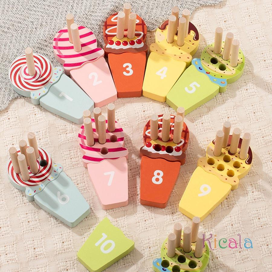 Baby Ice Cream Counting Peg Board Math Toy Montessori Teaching Tool Number Matching Cognition Kindergarten Learn Educatinal Game