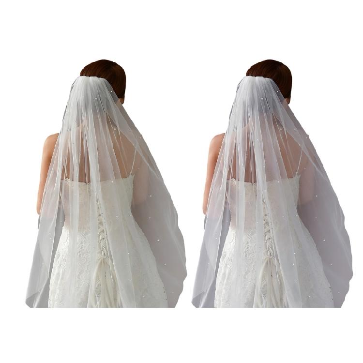 Sheer Bridal Hair Veils With Sparkling Crystal Rhinestones And Secure Hair Comb For Outdoor Wedding Ceremony Dressingup