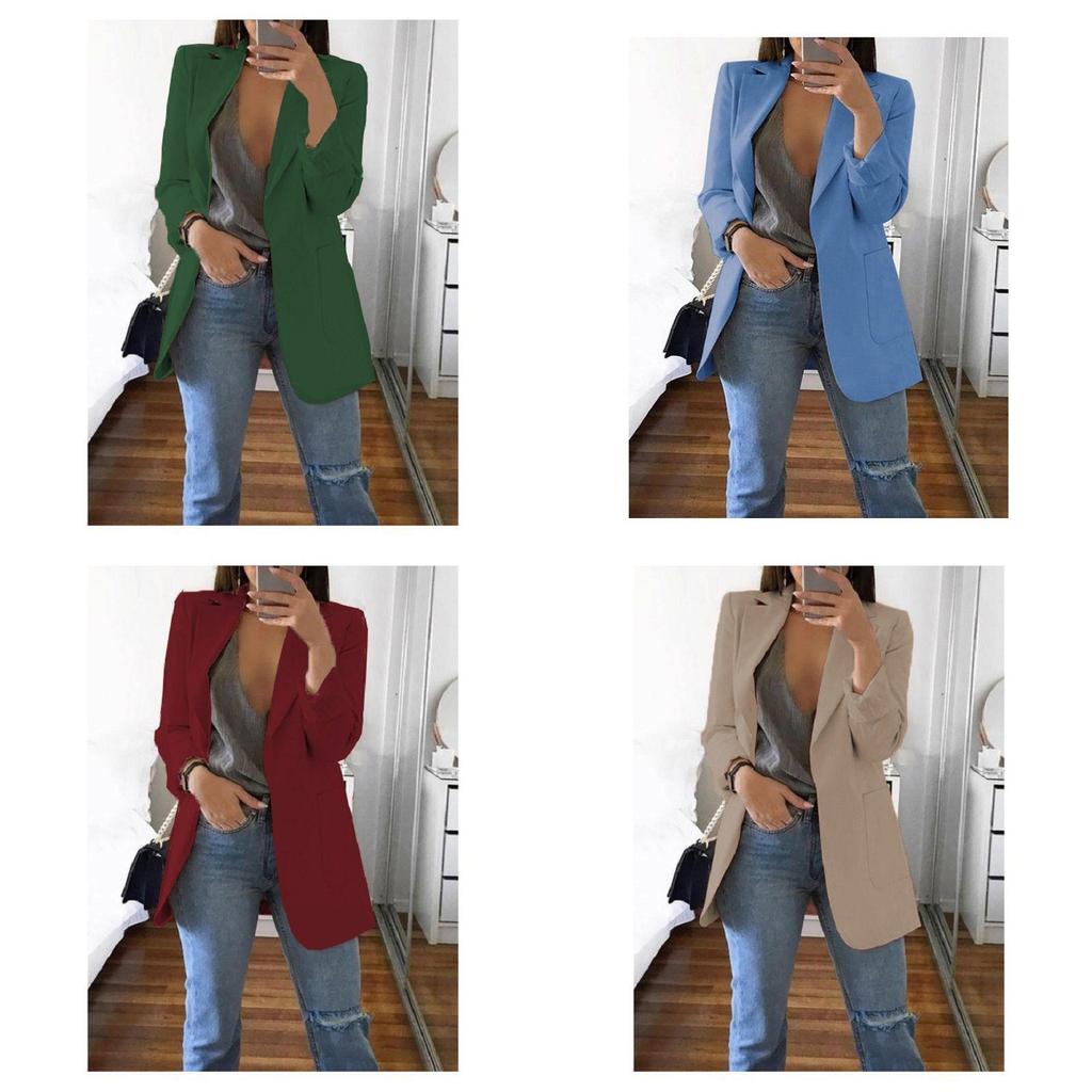 Loose Women Lapel Turndowncollar Long Sleeve Casual Blazer Outwear Women