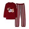 Half Fleece Pajamas Women'S Autumn And Winter Fleece Thickened Coral Fleece Warm Cute Cartoon Loungewear Set