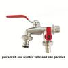 Garden Water Faucet Tape Keys 1/2'' 3/4'' 1 Inlet 2 Outlet Bibcock with Dual Nipple Water Splitter Connector Tap Valve Waterstop