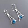 Swiss Blue Topaz Gemstone 925 Sterling Silver Handcrafted Jewelry Earrings 1.45" EE-66-39