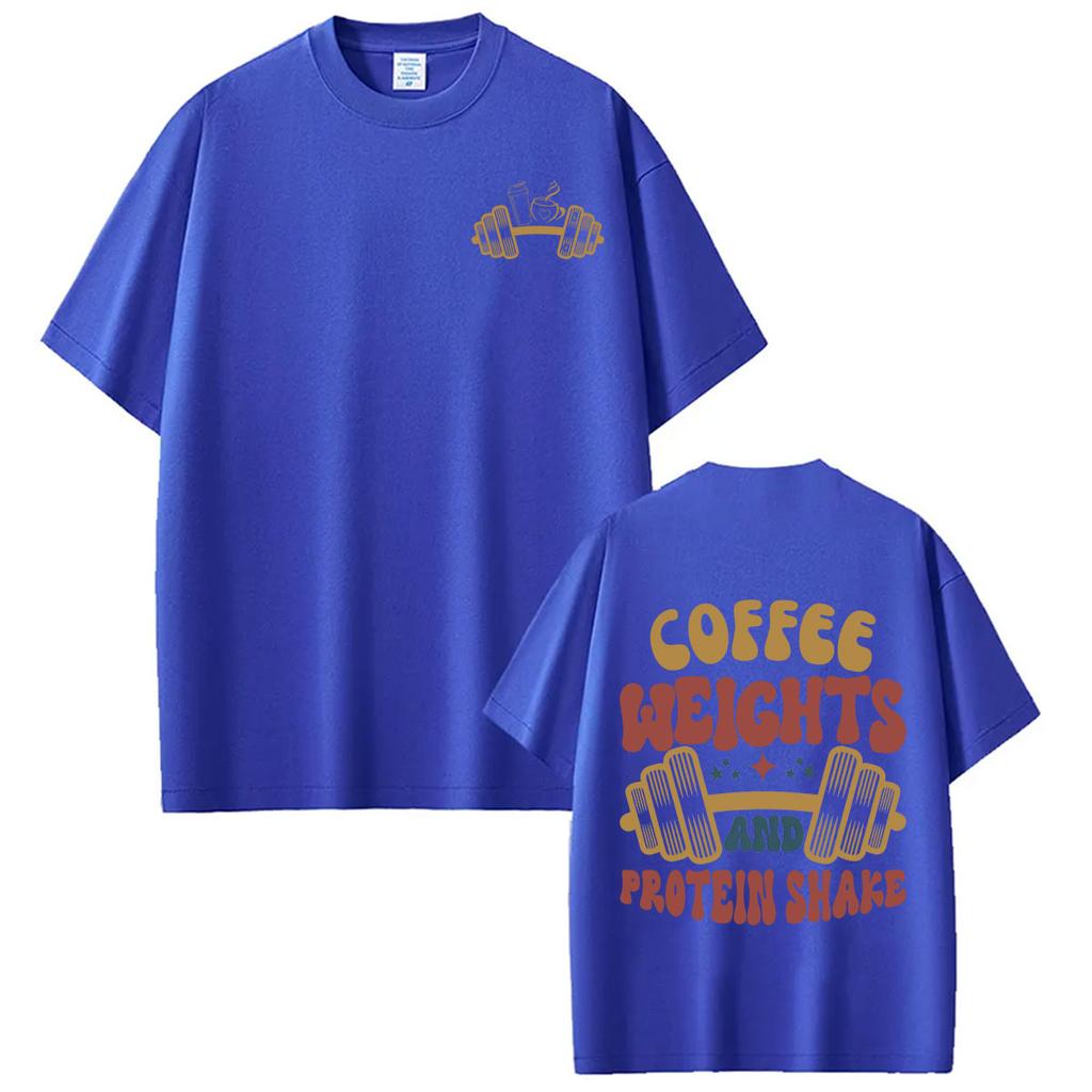 Coffee Weight Funny Gym Meme Tshirt Unisex Unisex Fashion Hip Hop Tshirt Summer Shortsleeved Loose Casual Cotton Tshirts Tops