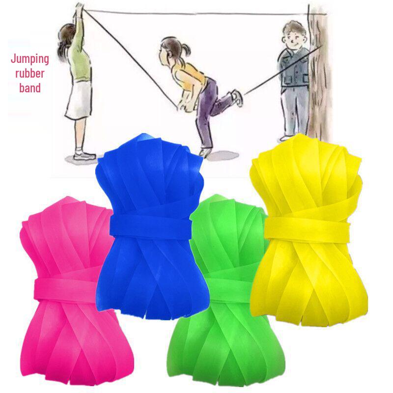 

Nostalgic High-Elasticity Durable Children s Rubber Band Skipping Rope Blue - 5m - 1 piece