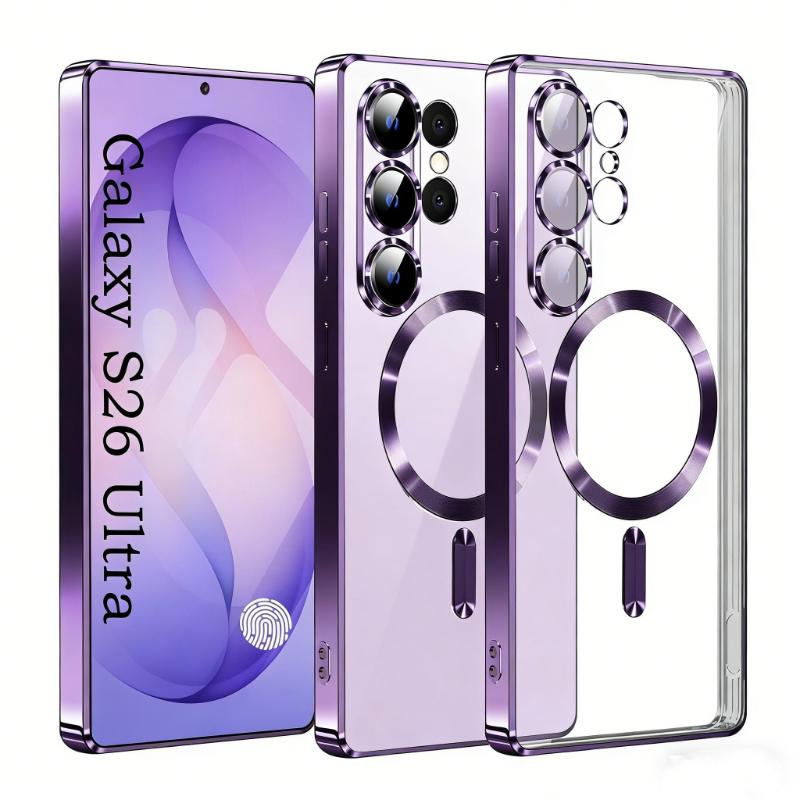 Luxury Transparent Plating Magnetic Wireless Charge Case for Samsung Galaxy S26 S25 S24 S23 S22 S21 Ultra Plus FE 20 Cover