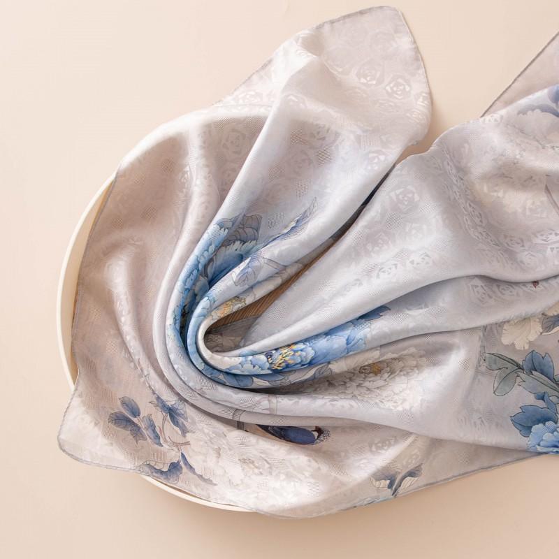 Silk Scarf Long Shawl Mom Floral Print Satin Wrap Gift Lightweight Breathable