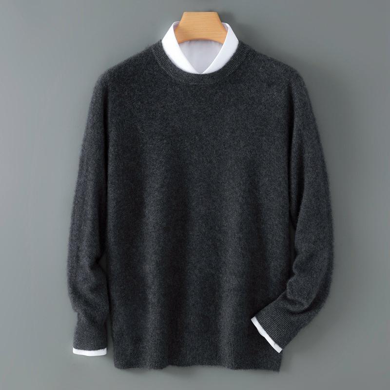 Herren Wollpullover mit Rundhalsausschnitt - Weich, Locker und Bequem Vielseitige Strickware für Herbst und Winter