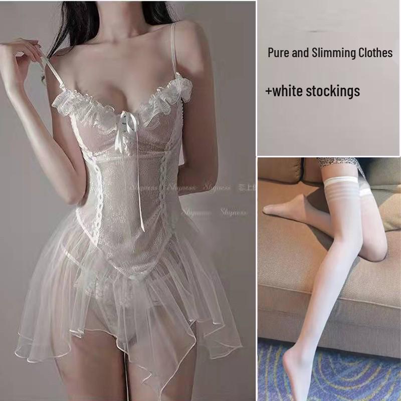 2211 Plus Size Transparent Sexy Lingerie Nightgown for Women
