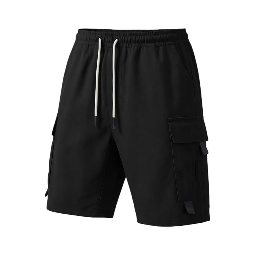 Herren Cargo-Hose mit Kordelzug Lässig Patchwork Mehrere Taschen Gerade Beine Fünf-Punkt-Hose