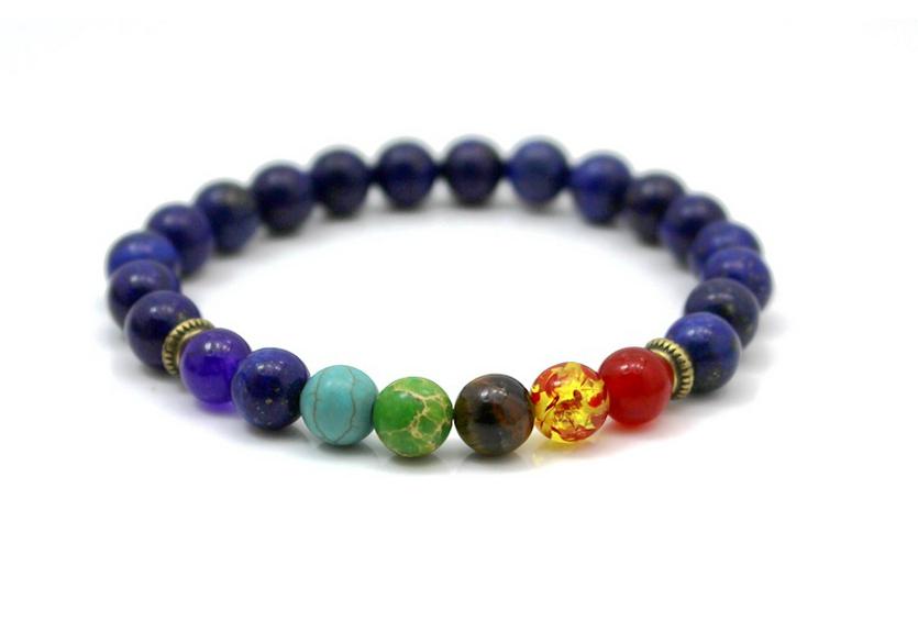 Colorful Agate & Lava Stone Energy Bracelet with Natural Beads