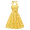 Retro-Pünktchen-Schnür-Neckholder-Ausgestelltes Ballkleid Performance-Kleid, Bohème-Stil