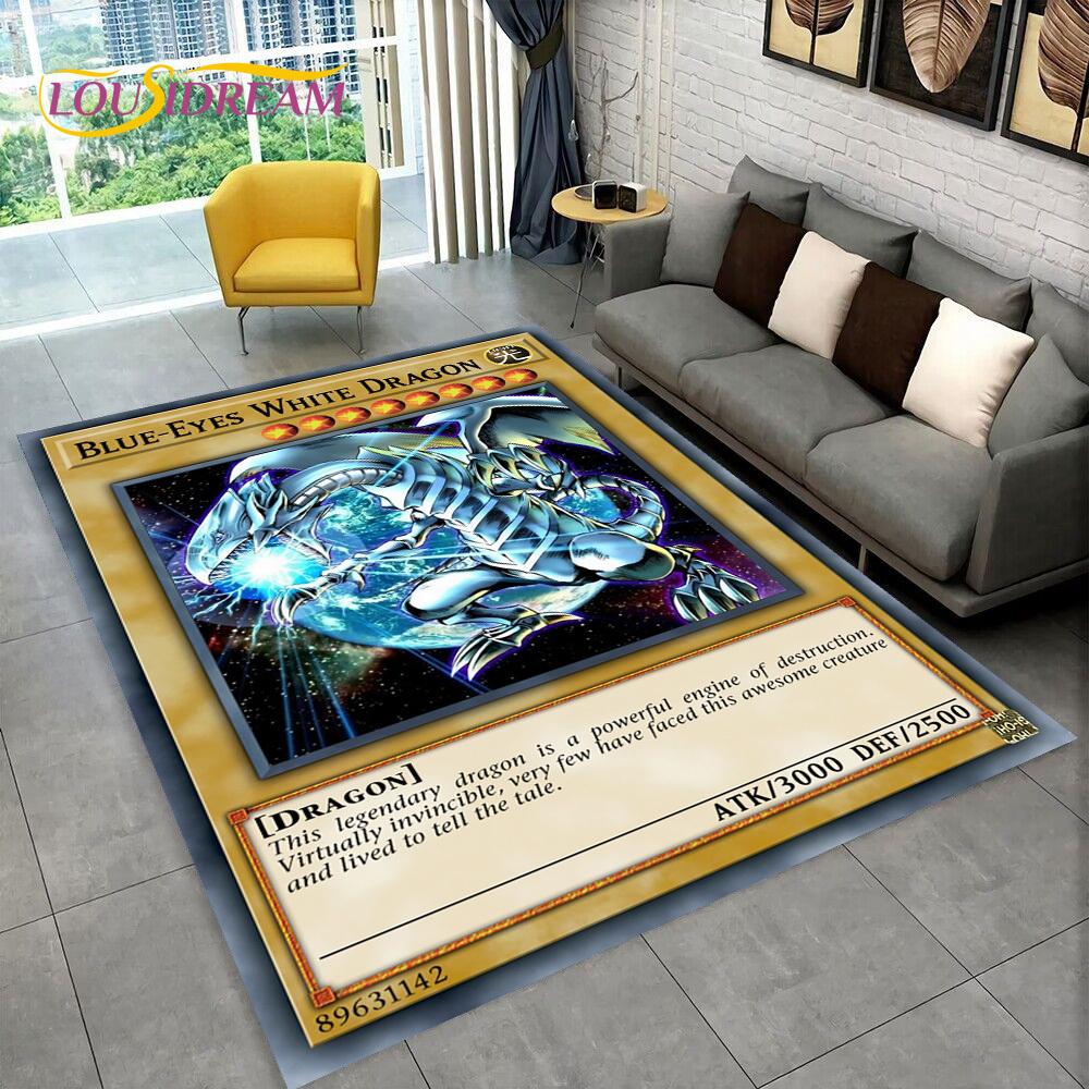 Monster Gold Card Cartoon Yu-Gi-Oh Anime Blue Eyes Dragon Game Covor Covor pentru dormitor Living Room Decor canapea, Covoraș