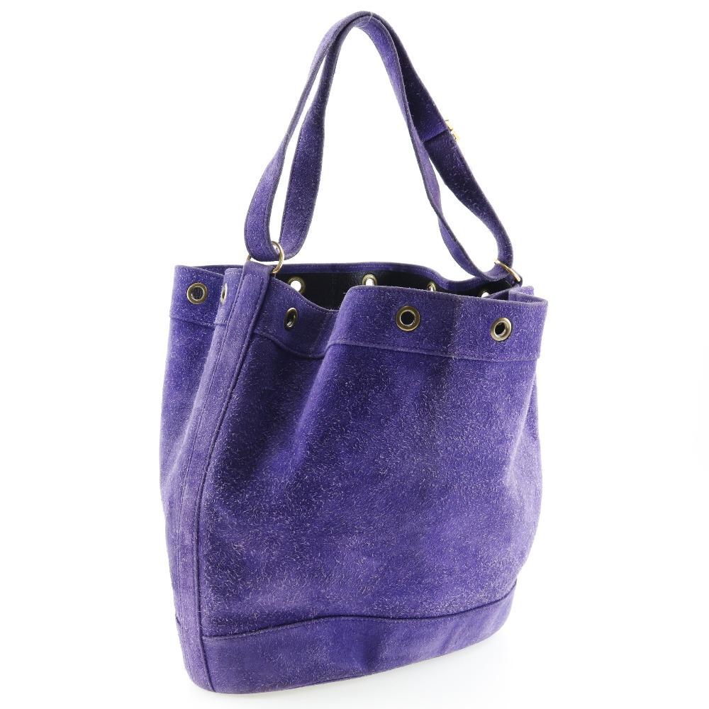 Hermes Market GM Shoulder Bag Purple Suede Women Used