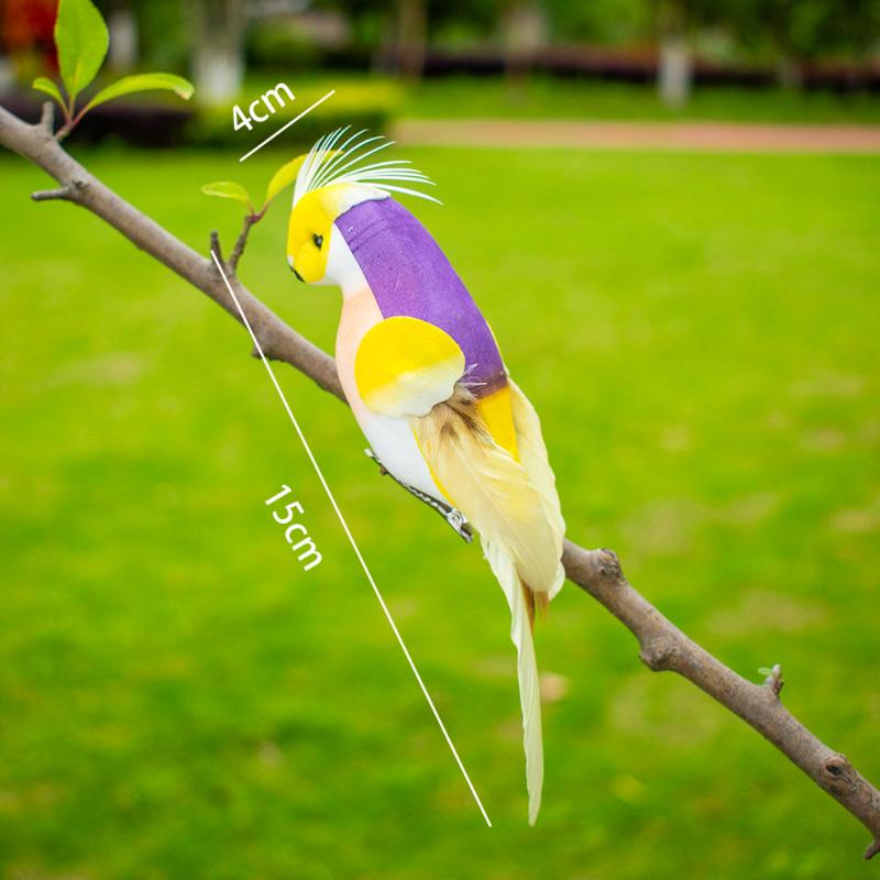 1 шт. Миниатюрные куклы-газонокосилки с перьями, украшения 15 см, креативные ручной работы, имитация попугая, животного, птицы, садовые аксессуары, украшение
