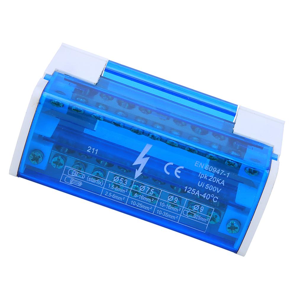Terminal Distribution Box Din Rail 2-Level Single Phase with Transparent Dust Cover 211