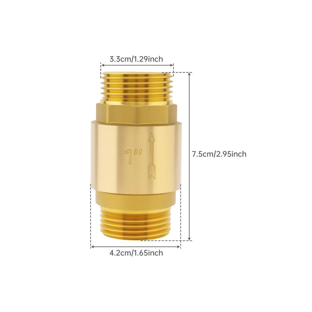 1 Inch Heavy Duty Check Valve - Bronze Backflow Preventer for Well Pump, Water Tank & Plumbing, Horizontal Flow One-Way Valve, Corrosion Resistant