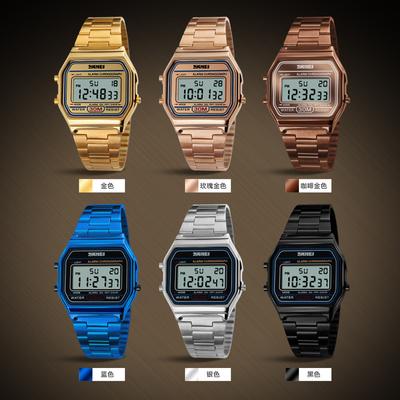 Popular Moment Beautiful Men's Small Square Watch Steel Belt Electronic Watch Trendy Fashion Personalized Waterproof Electronic Watch