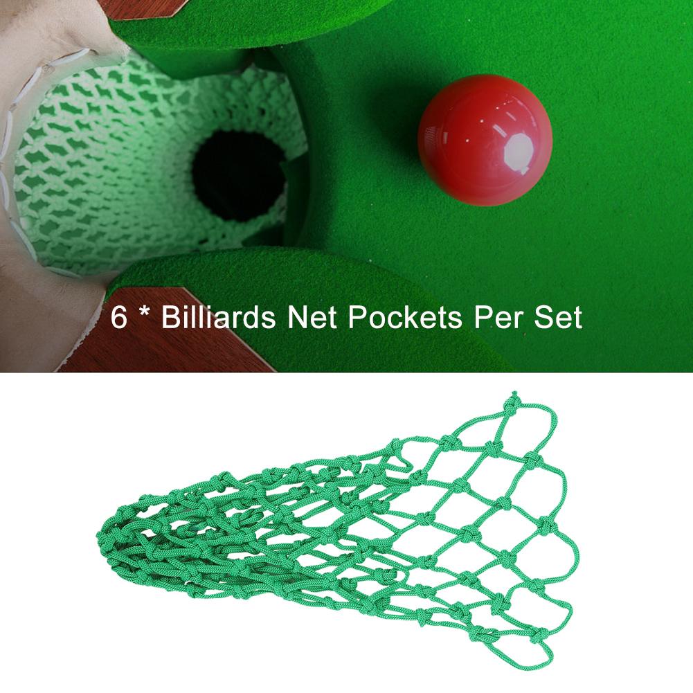 6 Pcs Set Pool Table Kit Accessories Billiards Pockets Nylon Net Bag Replacement Green