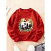 Kids Crewneck Sweatshirt, Healing Fun Forest Panda Hugging Branch Print Long Sleeve Top for Autumn Winter