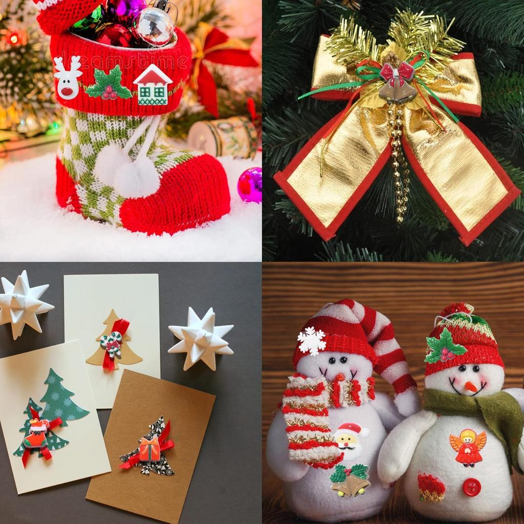 10-200pcs Kawaii Resin Christmas Charms Earring Pendant Diy Keyring Jewelry  Christmas Hanging Ornaments Decoration