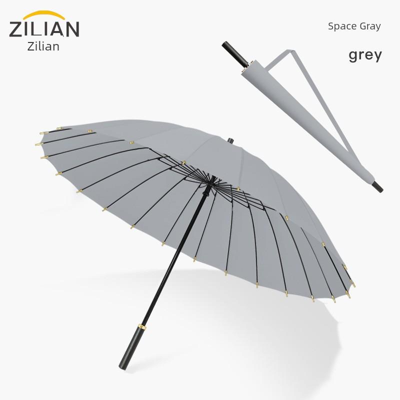 24-Rib Long-Handle Automatic Umbrella, Large Size for Men and Women, Reinforced Straight Umbrella, Windproof Advertising Business Umbrella