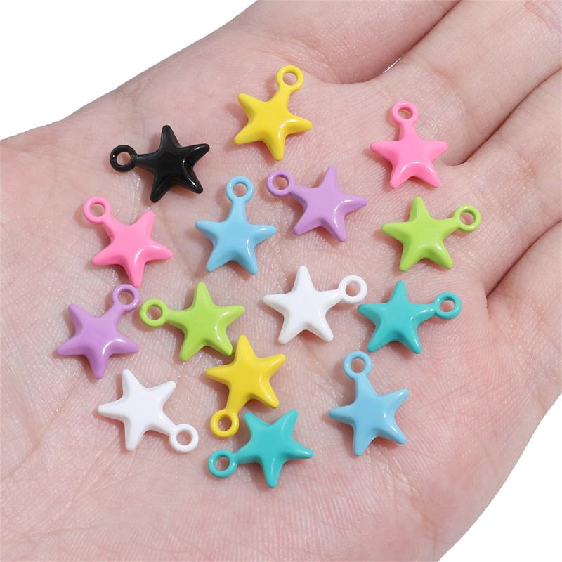 2pcs/Bag Colorful Spray Paint Stars Charms Pendant Beads for Jewelry Making DIY Bracelet Necklace Accessories