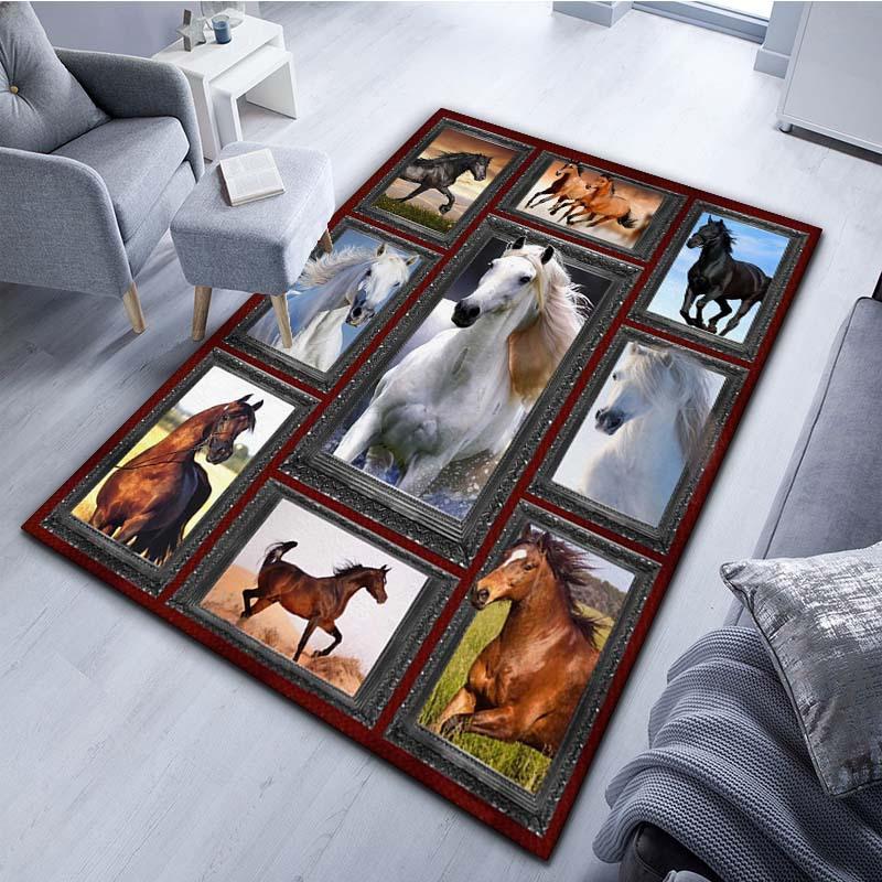 

Colorful Horse Printmaking Mat - Vibrant Animal Art Rug for Living Room, Bedroom & Office, Machine Washable Decor Carpet 40x60cm
