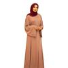 Modisches Muslimisches Kleid mit Langen Ärmeln Einfarbig Elegante Modest Wear Kleidung für Damen Schnürung Türkei Kaftan Eid Roben