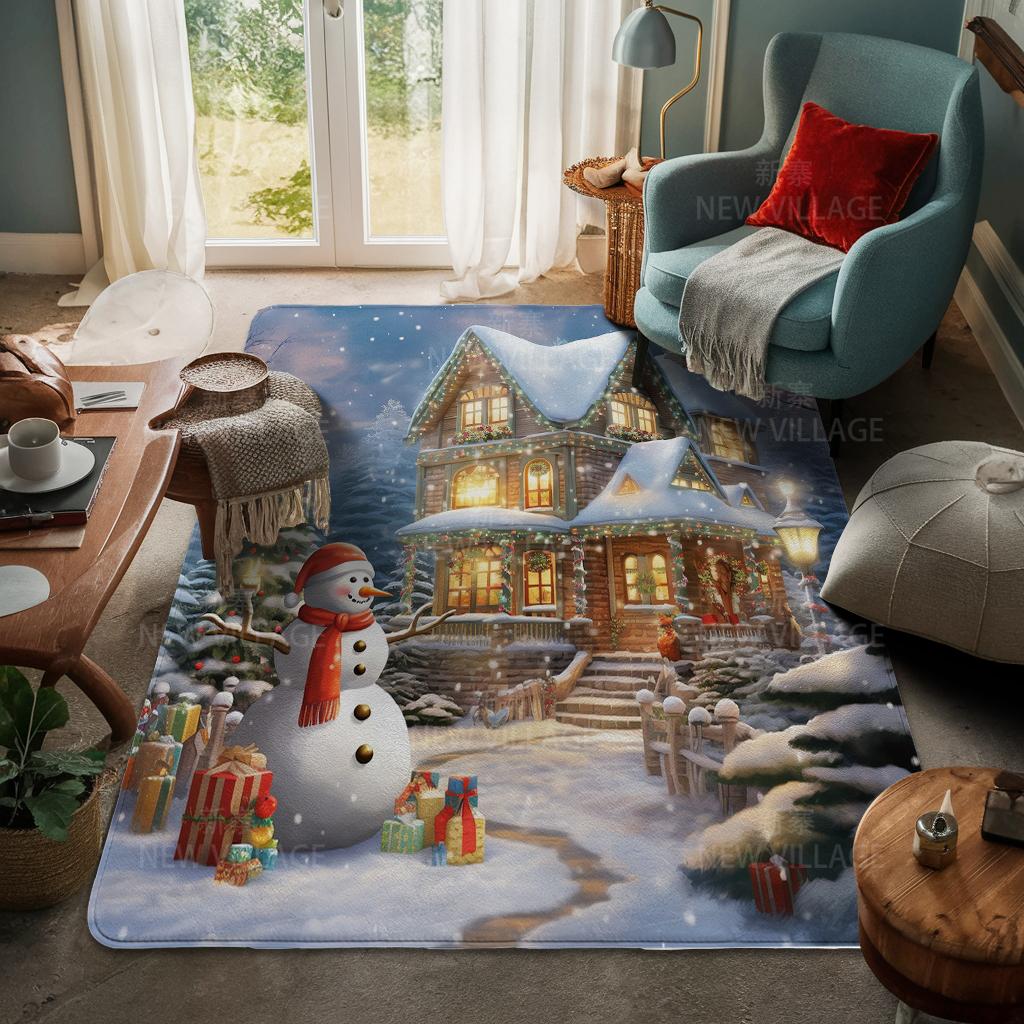 House Entrance Carpet Home Door Mat Living Room Bath Foot Bathroom Non-slip Water Absorption Rugs Bath Merry Christmas Winter