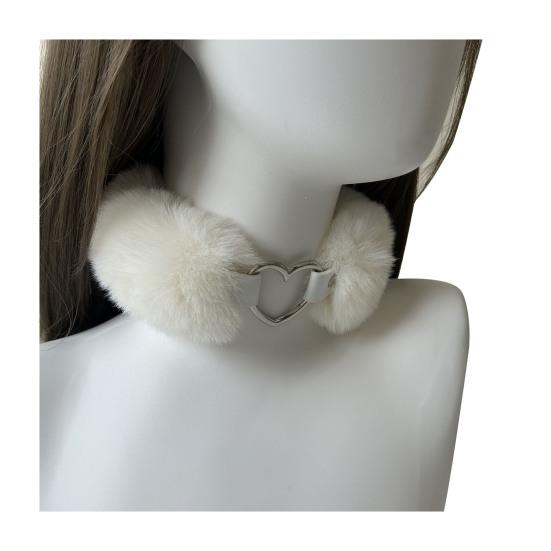 

Пушистый чокер, съемное пушистое ожерелье, сплав, сердце, искусственный мех, чокер для женщин, мужчин, для повседневной носки, свиданий, вечеринок бежевый