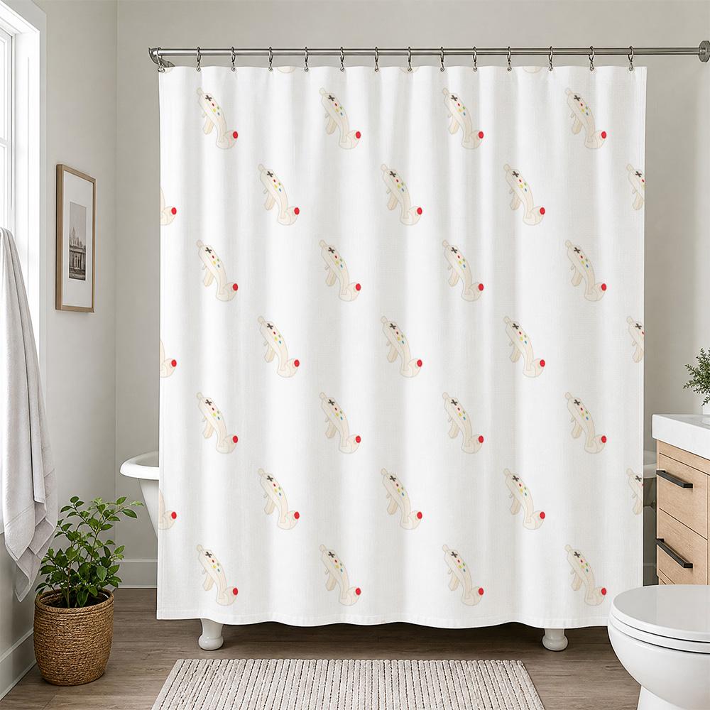 Whimsical Cartoon Animal Print Shower Curtain Waterproof Bathroom Decor for Home Kids Playful Design