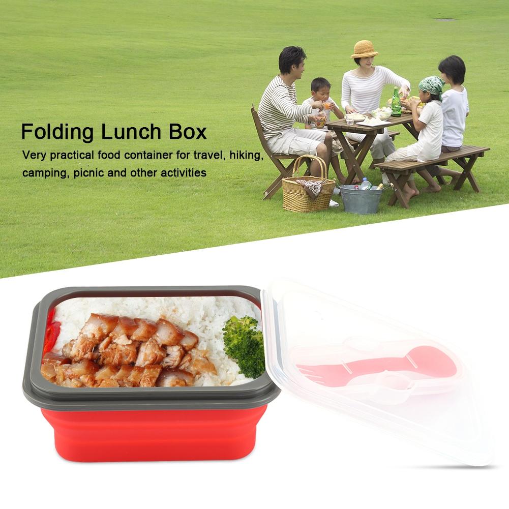 

600 мл Силиконовый Складной Портативный Ланч-бокс Миска Складной Контейнер для Хранения Пищи Type 2