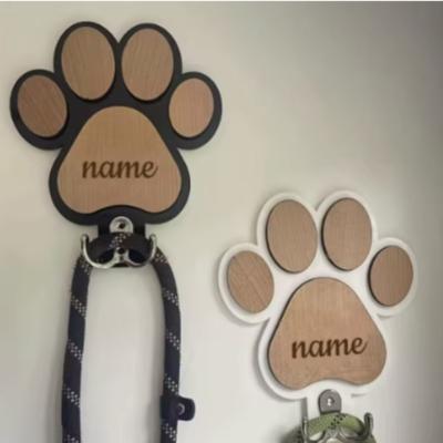 New Custom Wooden Dog Leash Hanger Paw Print Claw Wall Hook Pet Collar Coat Holder Wall Organizer Creative Gift for Dog Lovers