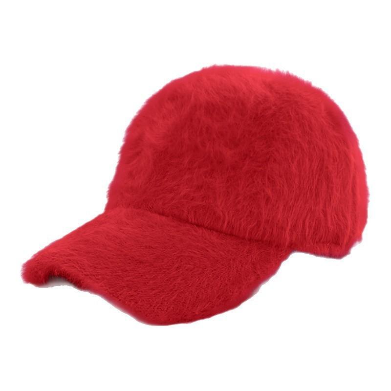 Cappellino da baseball in peluche autunno e inverno da donna, versatile, viso piccolo, pelo di coniglio puro, cappello comodo e caldo