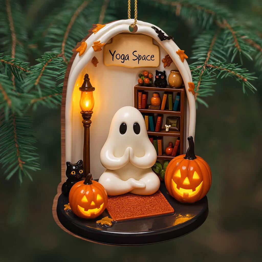 2025 1PCS Cute Halloween Acrylic Ghost Decorations Party Ornaments Hanging Decor for Indoor Home Decor Acrylic for Reading
