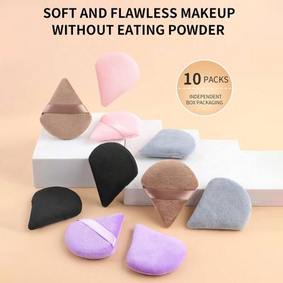 10PCS Triangle Powder Puff Soft Makeup Sponge For Face Eyes Contouring Shadow Cosmetic Washable Mini Velvet Foundation Puff