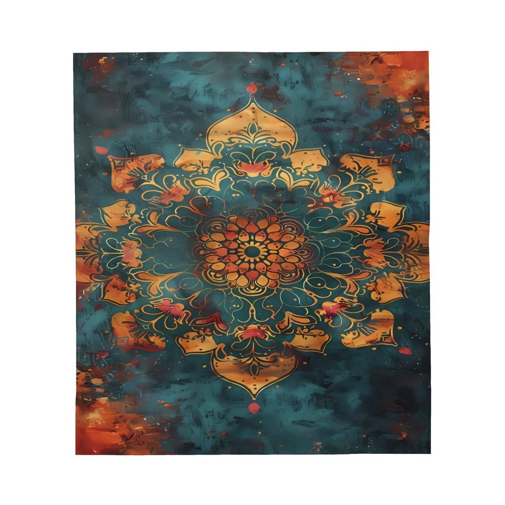 Mandala Print Flannel Blanket - Soft Lightweight All-Season Throw,Machine Washable for Bedroom, Gifts - Bohemian Home Decor