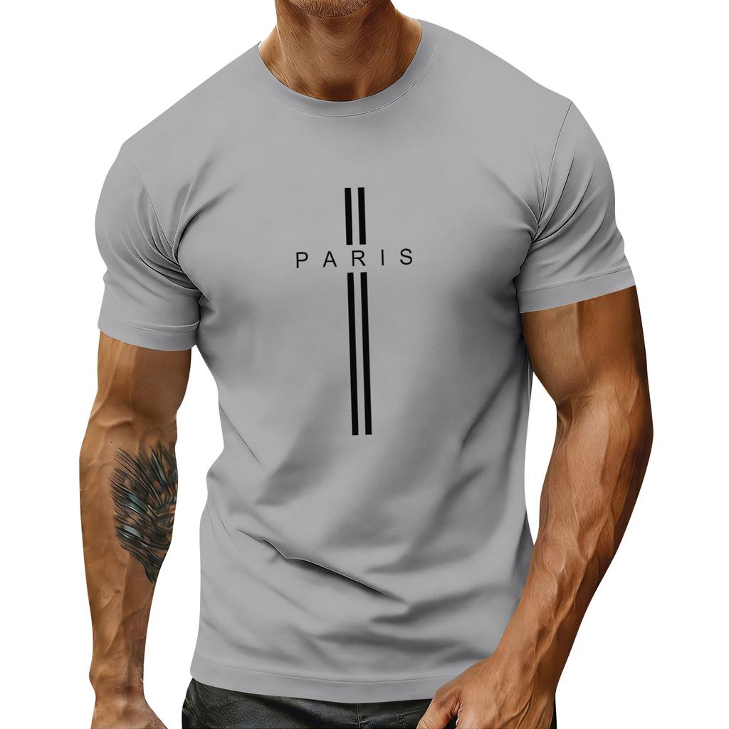 Herren Feiertags-Print Rundhals Kurzarm Top Lässiges Sportoberteil