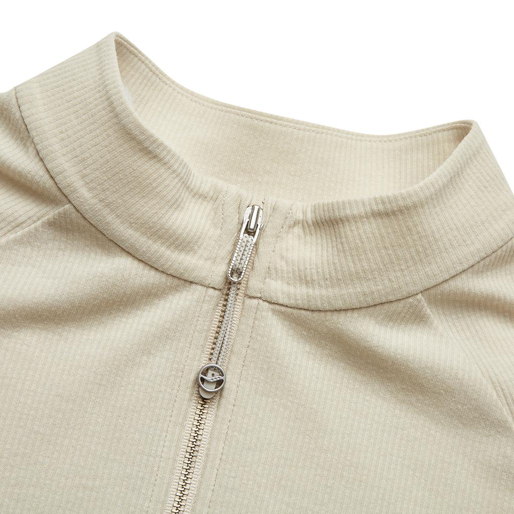 Men's Saucony Knitwear Unisex Khaki Stand Collar Moderate